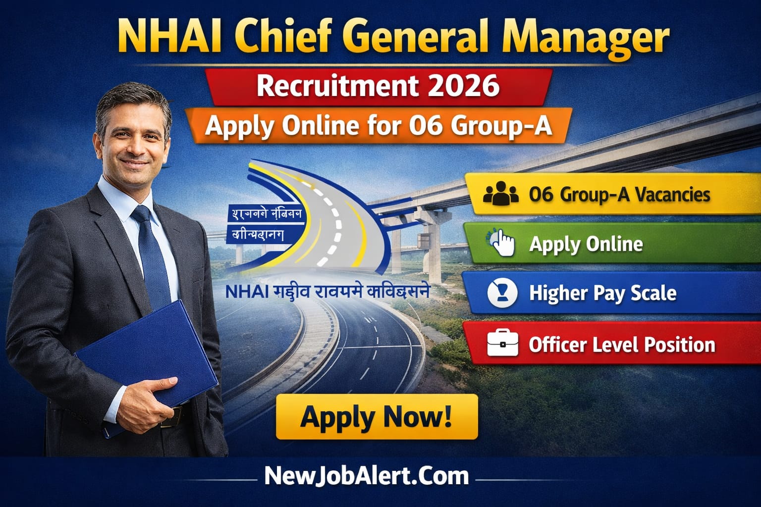 NHAI Chief General Manager Recruitment 2026 – Apply Online for 06 Group-A